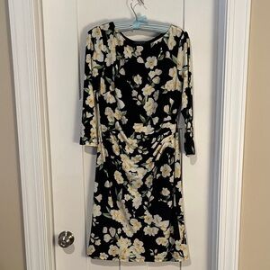 Ralph Lauren Black and Yellow Floral Long Sleeve Dress